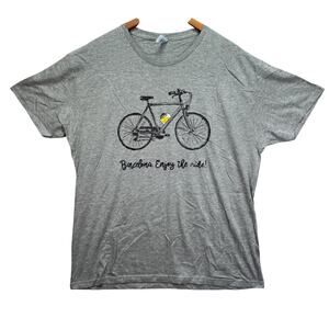 Barcelona Spain Bicycle Beer T Shirt Gray Tee Good Vibes Travel Cycling XL